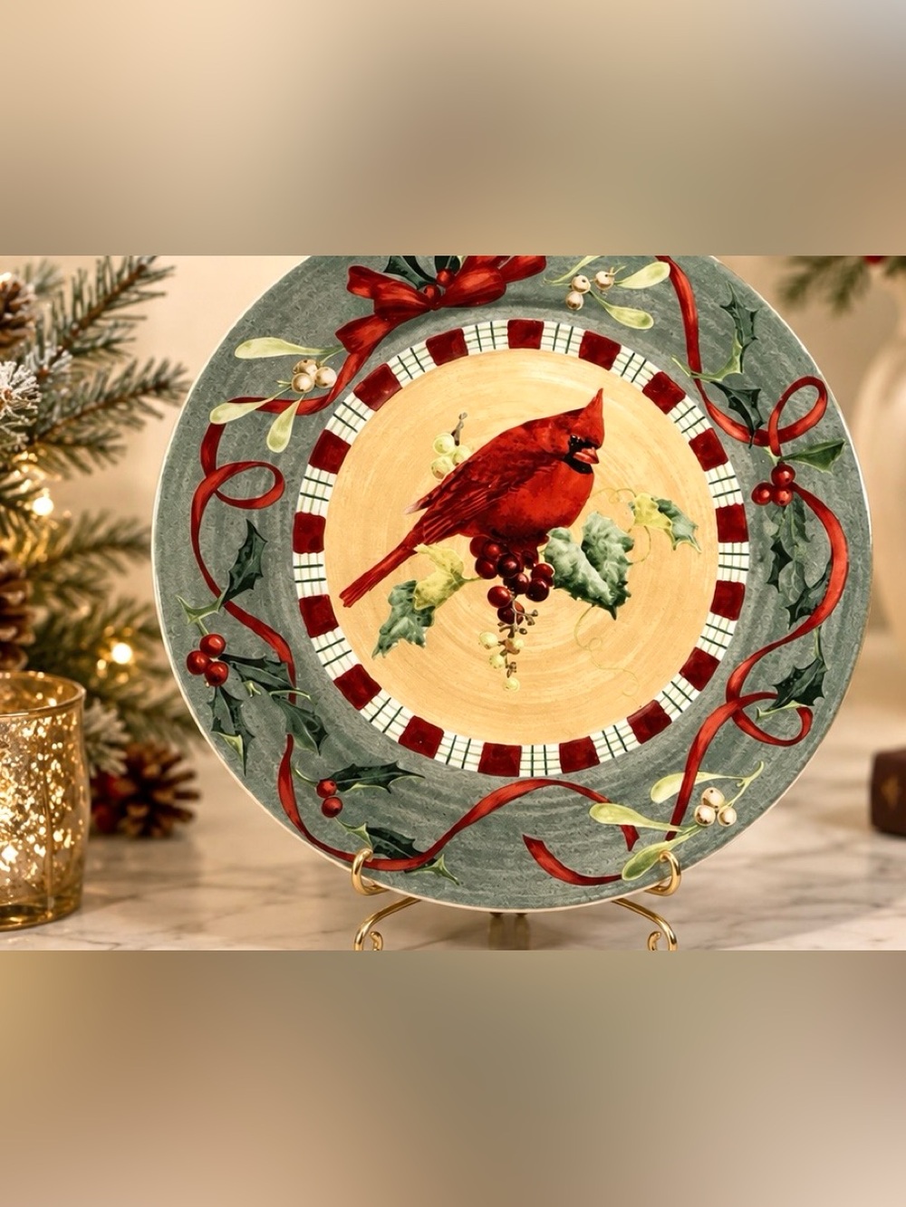 VNTG set Lenox Winter Greetings Everyday Goldfinch Plates Catherine McClung 10'